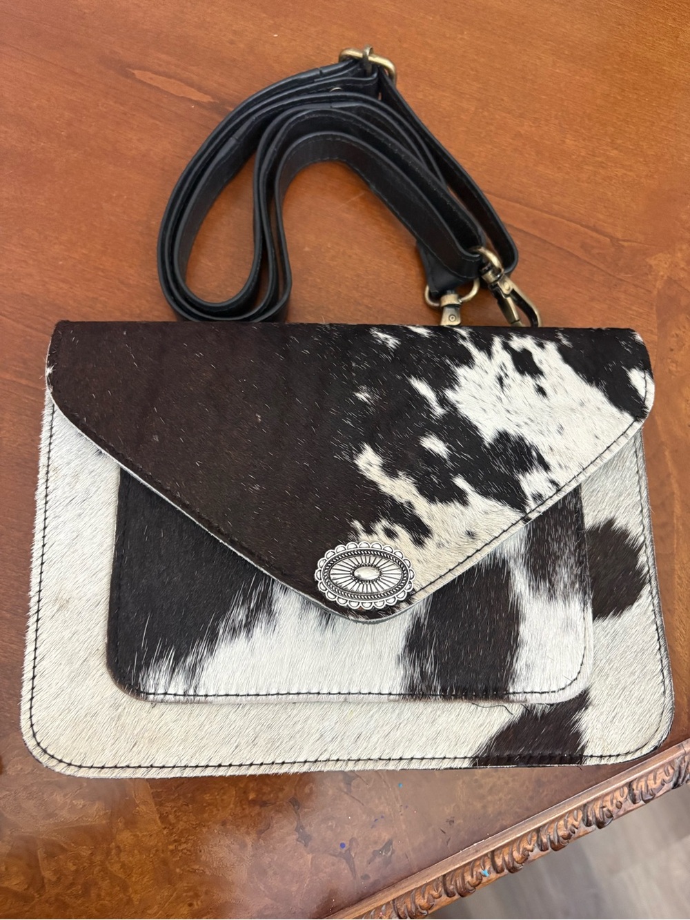 Cowhide Crossbody Envelope Bag